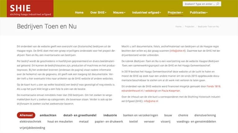 Stichting Haags industrieel Erfgoed (SHIE) Haagse bedrijven toen